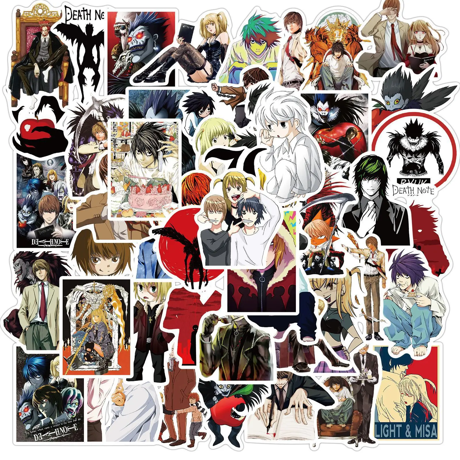 50Pcs/Set Death Note Series Light Yagami  L Ryuk HD Printd Sticker Decoration Notebook Phone DIY Hand Account Diary Sticker Gift