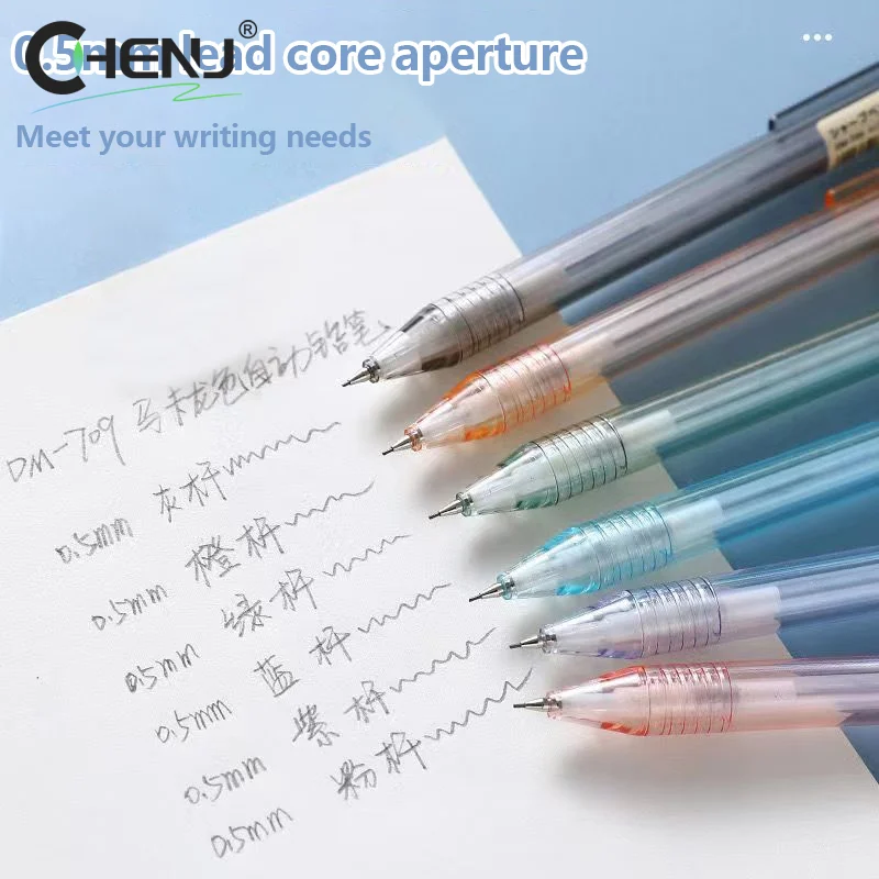 Morandi Color Transparent Automatic Pencil Cartoon 0.5mm Mechanical Pencil School Supplies Cute Stationery Writing Supplies