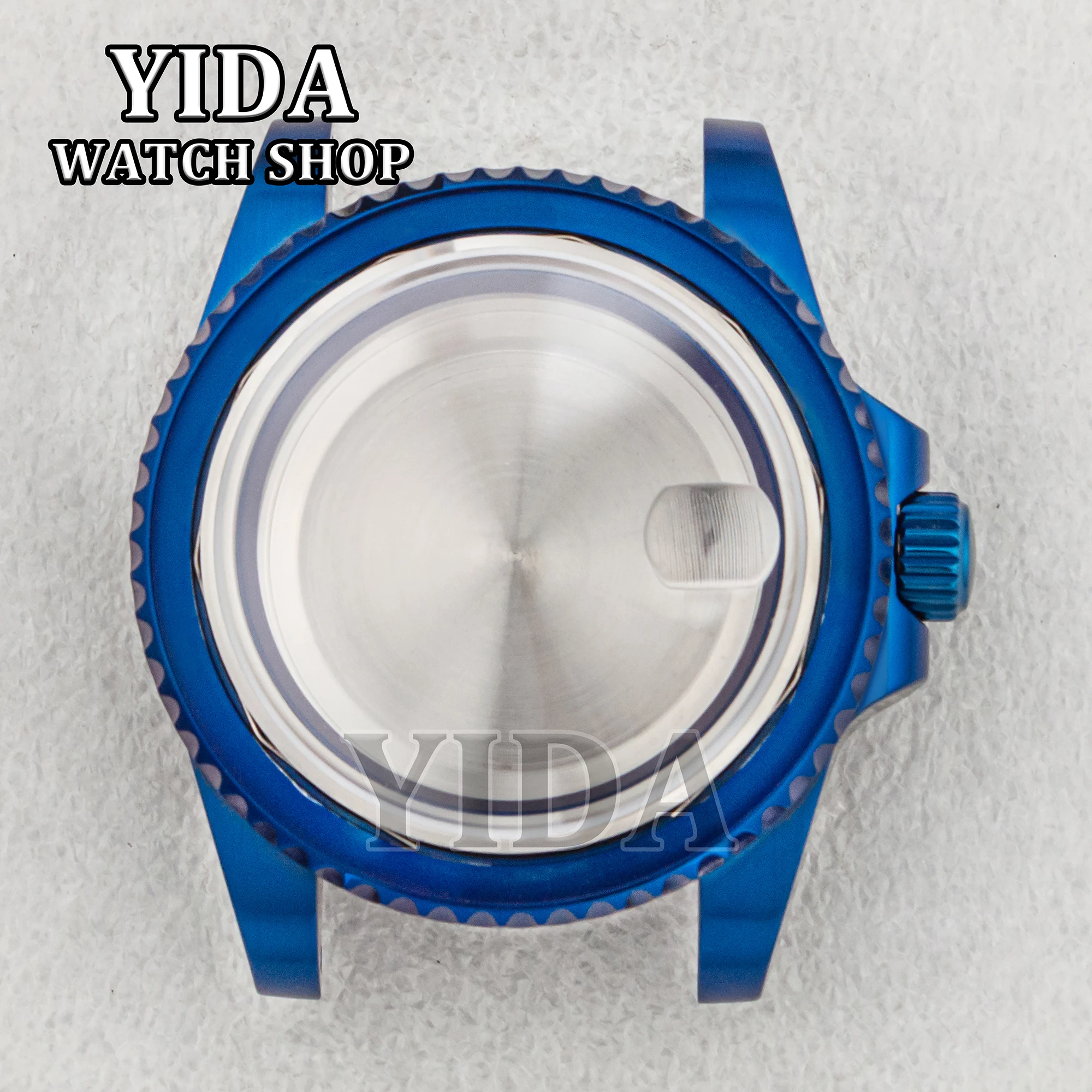 

40mm Blue Watch Case Solid Back 100M Waterproof Sapphire Glass For SUB NH35 NH36 Movement 316L Stainless Steel Watch Accessories