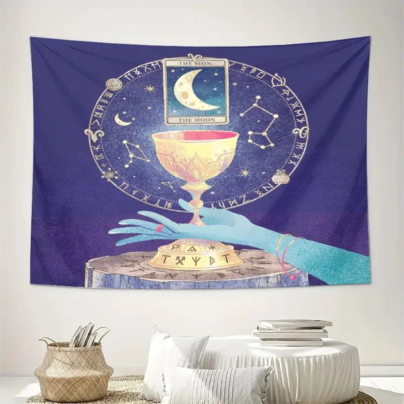 Celestial Astrology Zodiac Constellation Moon Tapestry Bohemian Witchy Room Decor Boho Galaxy Wall Art Hanging Banner Print Post
