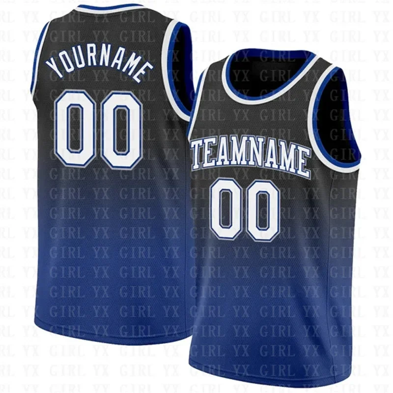 Personalizado Preto Branco-Teal Authentic Fade Moda Basketball Jersey 3D Impresso Tank Tops Homens Personlized Equipe Unisex Top