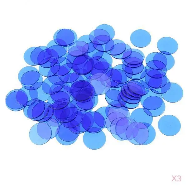 Plastic Blue Bingo Game Chips Counting Markers for Color Line Game Board Educational Tools Set 300