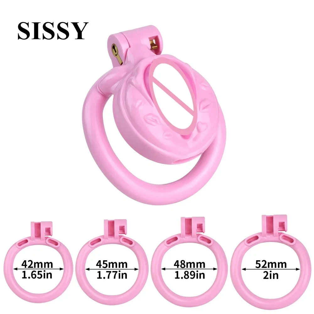 4 Colors Sissy Pussy Chastity Cage Set Lightweight Male Micro Labia Cock Cage With 4 Size Penis Rings BDSM Sexy Toys For Men Gay