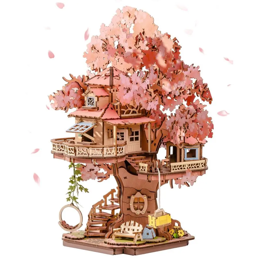 

DIY Miniature House Kits Sakura Tree House 12 3D Wooden Puzzles for Adults, Japanese Cherry Blossom Model Building Kit, Bonsai C