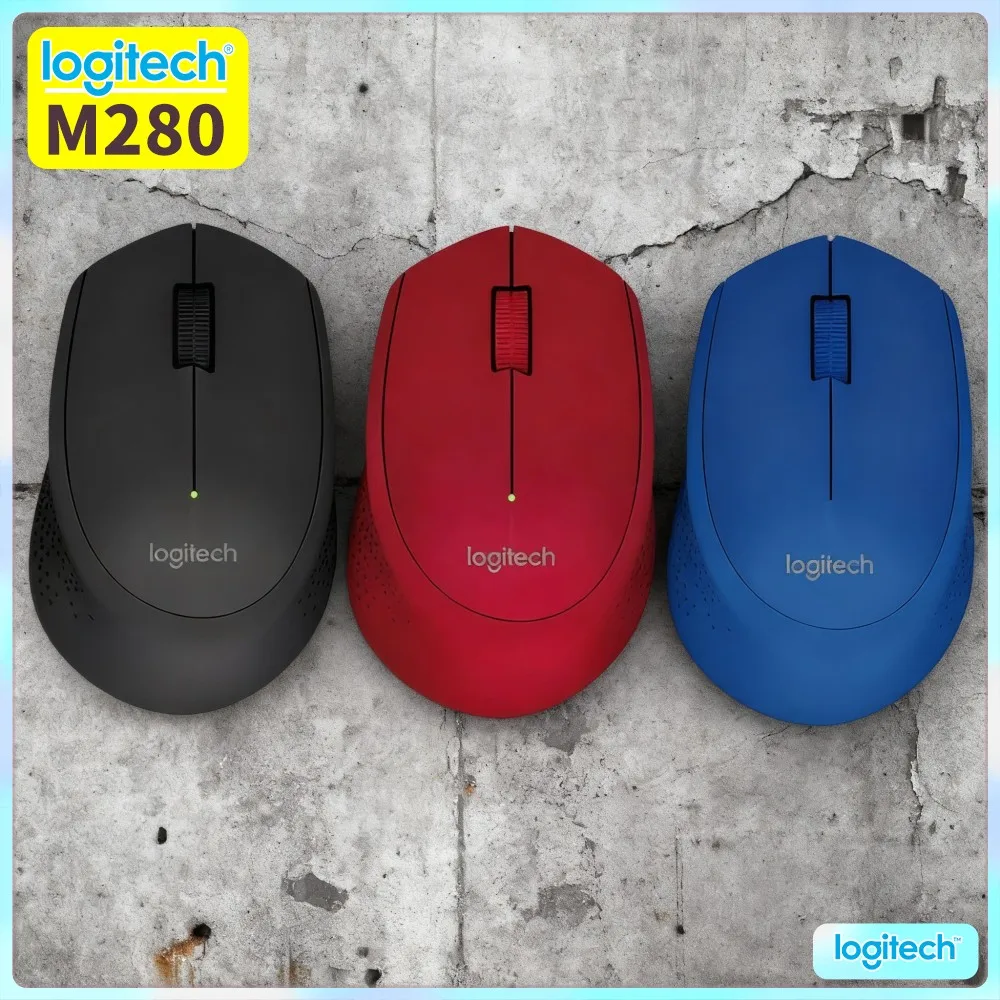 Logitech M280 Wireless Optical Mouse 18-Month Battery 1000 DPI 10M Range Ergonomic Grip For Desktop PC Windows