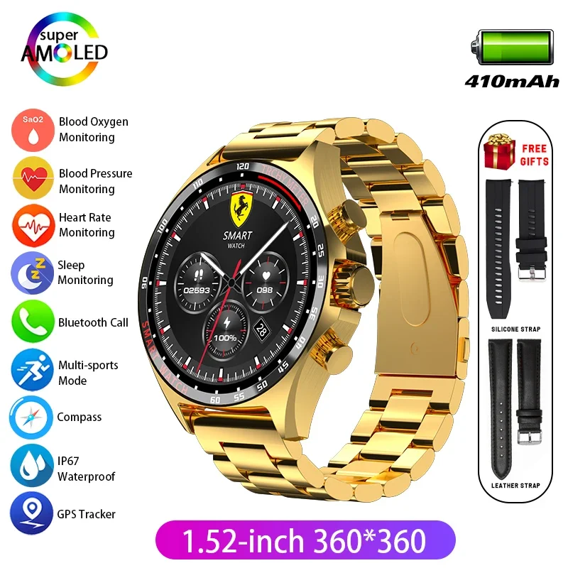 

Silver Gold Stainless Steel Colored Sk27 Smart Watch, 1.58 Inch in Size, BT Call, NFC, Wireless Charging