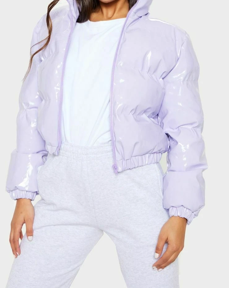 

Elegant Women‘s Jacket 2025 Autumn Winter Cotton-padded Fashion Glossy Long Sleeve Stand Collar Short Zipper Warm Street Coat