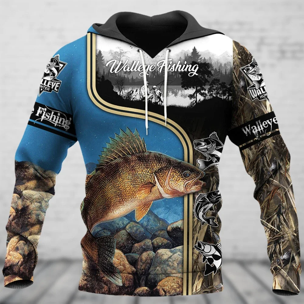 Autumn Fishing Hoodies Men's Sweatshirt 3D Fish Animal Graphic Sweatshirts Mens Clothing y2k Clothing Funny Pullover Tops