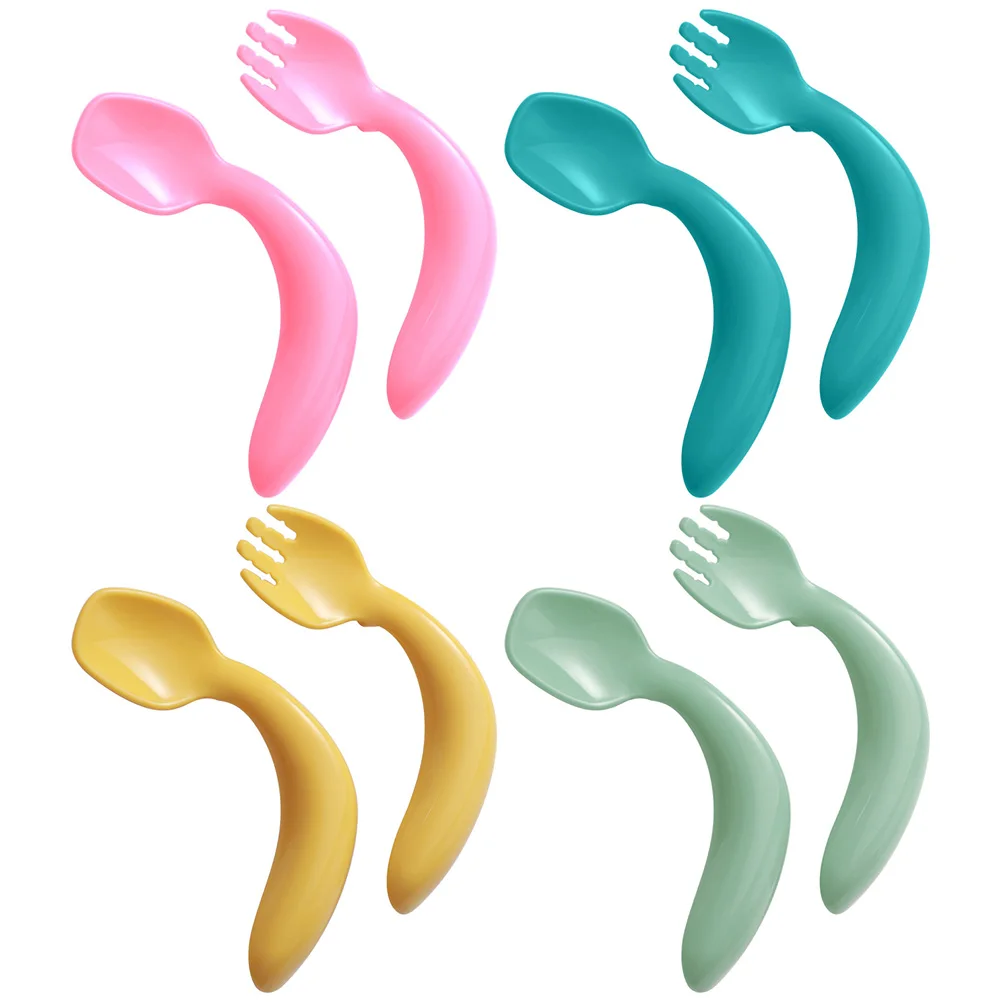 

Learn to Eat Baby Fork Spoon Durable Safe PP Material Bendable Kids Cutlery Lightweight Portable Toddler Self Feeding Utensils