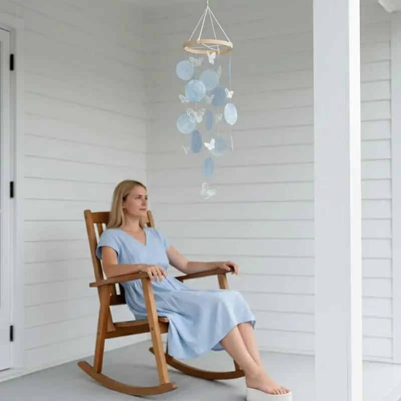 Natural  Wind Chimes With Moon Shape Handmade Hanging Decoration For Balcony Garden Living Room