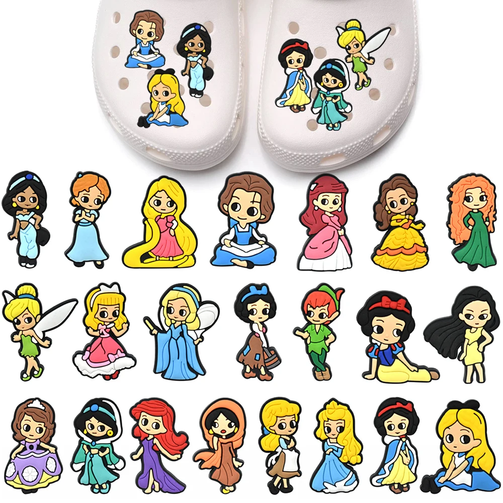 10-100Pcs Princess Shoe Charms Cartoon Slides Clog Sandals Shoes Decorations Accessories Buckle For Friend Party Gifts