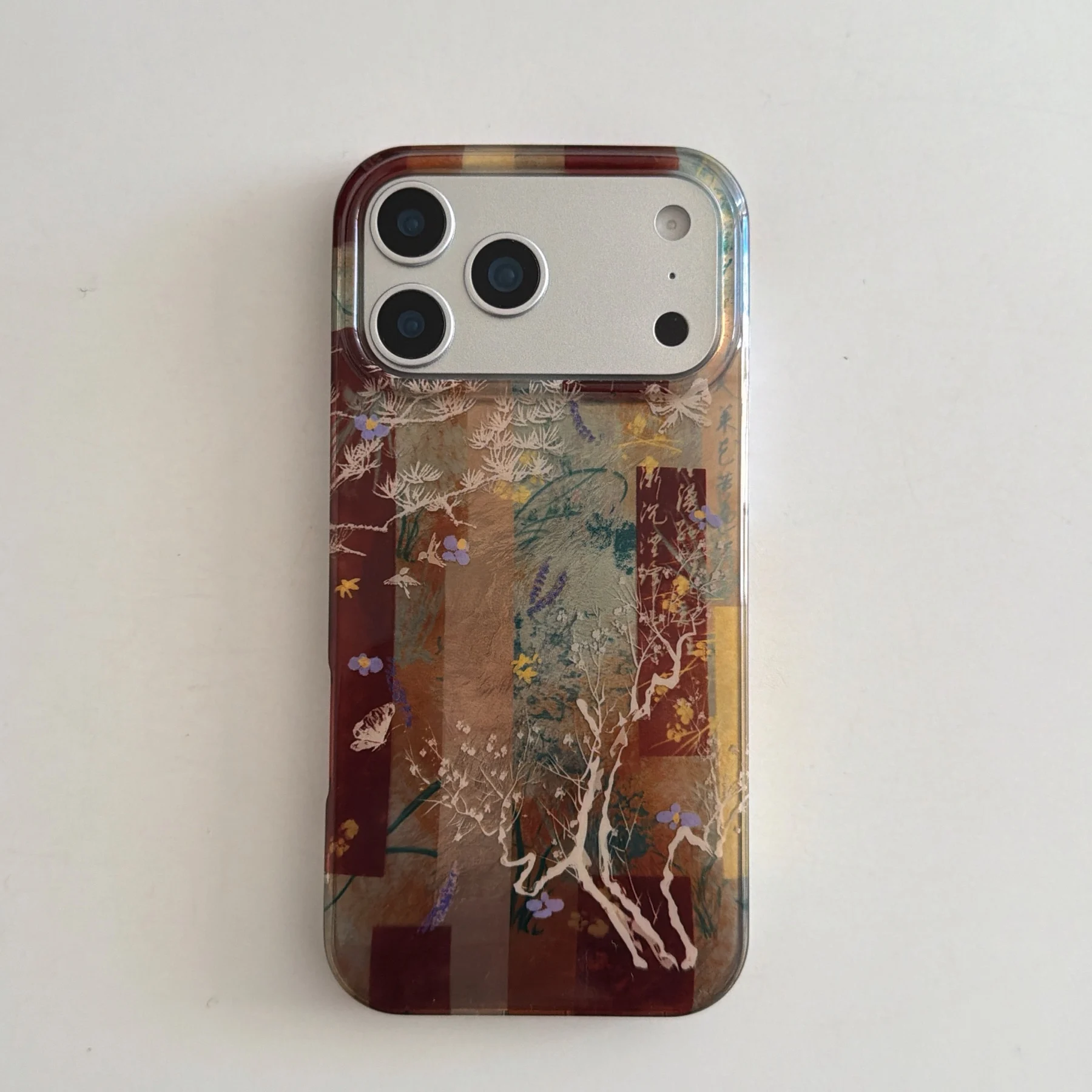Oriental Artistic Floral Retro Komplizierte Pflanze & Schmetterling Handyhülle für iPhone 17, 16, 15, 14, 13 Pro Max Rückseite Handyhülle Capa