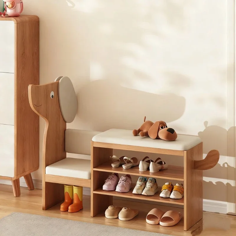 

Leisure chair puppy parent-child shoe stool household entrance porch bench one-in-one shoe rack leisure chair shoe cabinet