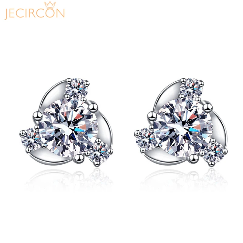 

JECIRCON 925 Sterling Silver Moissanite Windmill Earrings Korean Girls Exquisite Ear Studs Simple Personality Ins Fine Jewelry