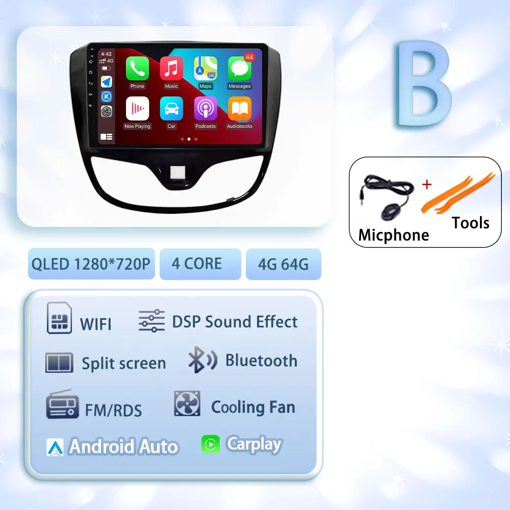 Android 15 Carplay Auto Voor OPEL KARL VinFast Fadil 2017-2020 GPS Multimedia Wifi DSP 2 K QLED Scherm autoradio Speler