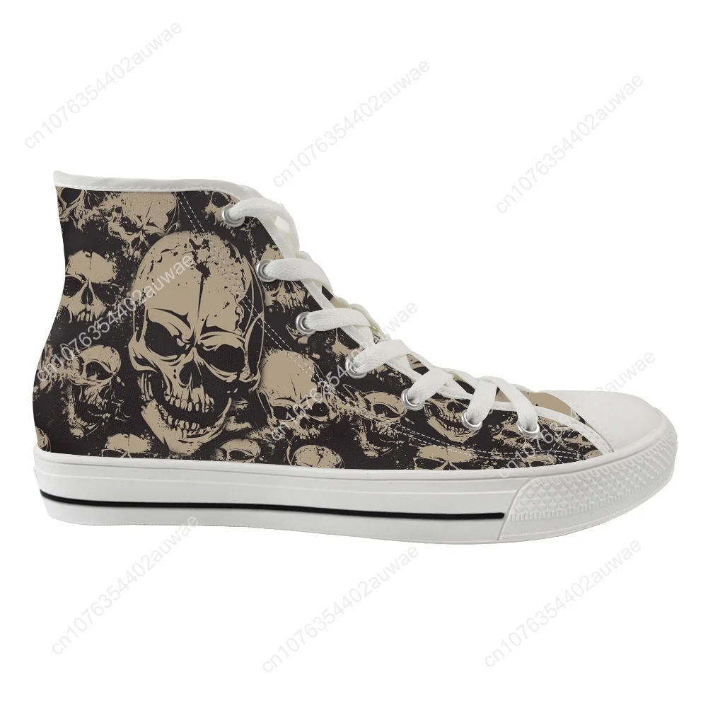 Men\'s Vulcanized Shoes Classic Superstar High Top Canvas Shoes Gothic Skull Print Men Flats Sneakers Chaussure Homme