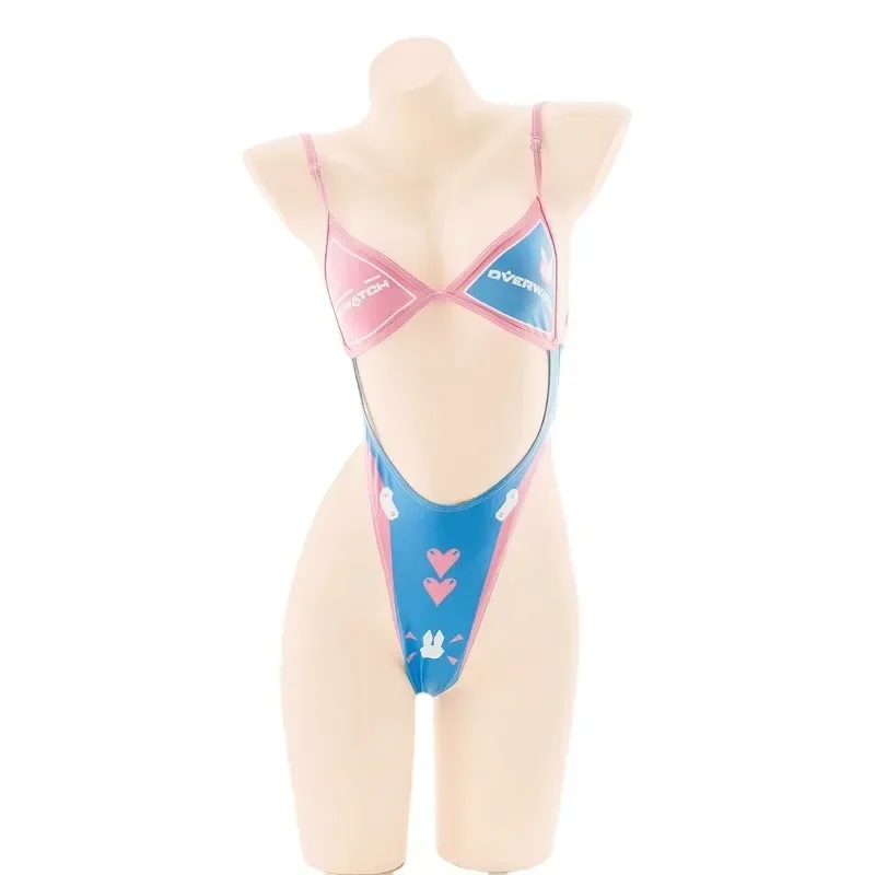 Conjunto de Bikini de Cosplay de conejito mecánico para mujer, ropa interior de barra de vendaje Sexy, traje de baño de Anime, conjunto de lencería, azul y rosa