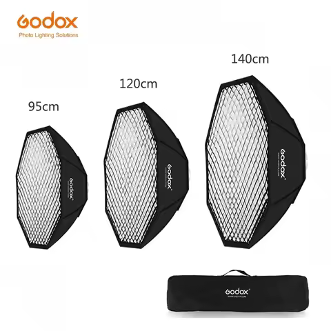 Godox 95cm 120cm 140cm FW95 FW120 FW140 Studio Octagon Honeycomb Grid Softbox Reflector with Bowens Mount for Studio Flash Light
