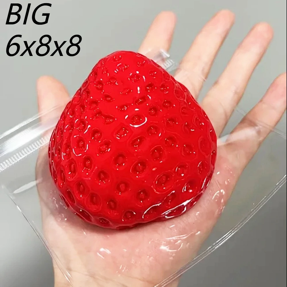 Juguete Antiestrés de Fresa, Juguete Sensorial de Rebote Lento para Aliviar el Estrés, para Adultos, Regalos para Oficina y Fiestas, Fresa Blanda para Apretar