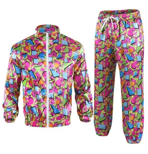 Jaren '80 Jaren '90 Verkleedkostuums voor mannen Koppels Stag Do Outfit Verkleedkostuum Hip Hop Retro Trainingspak Volwassen Jas Broek