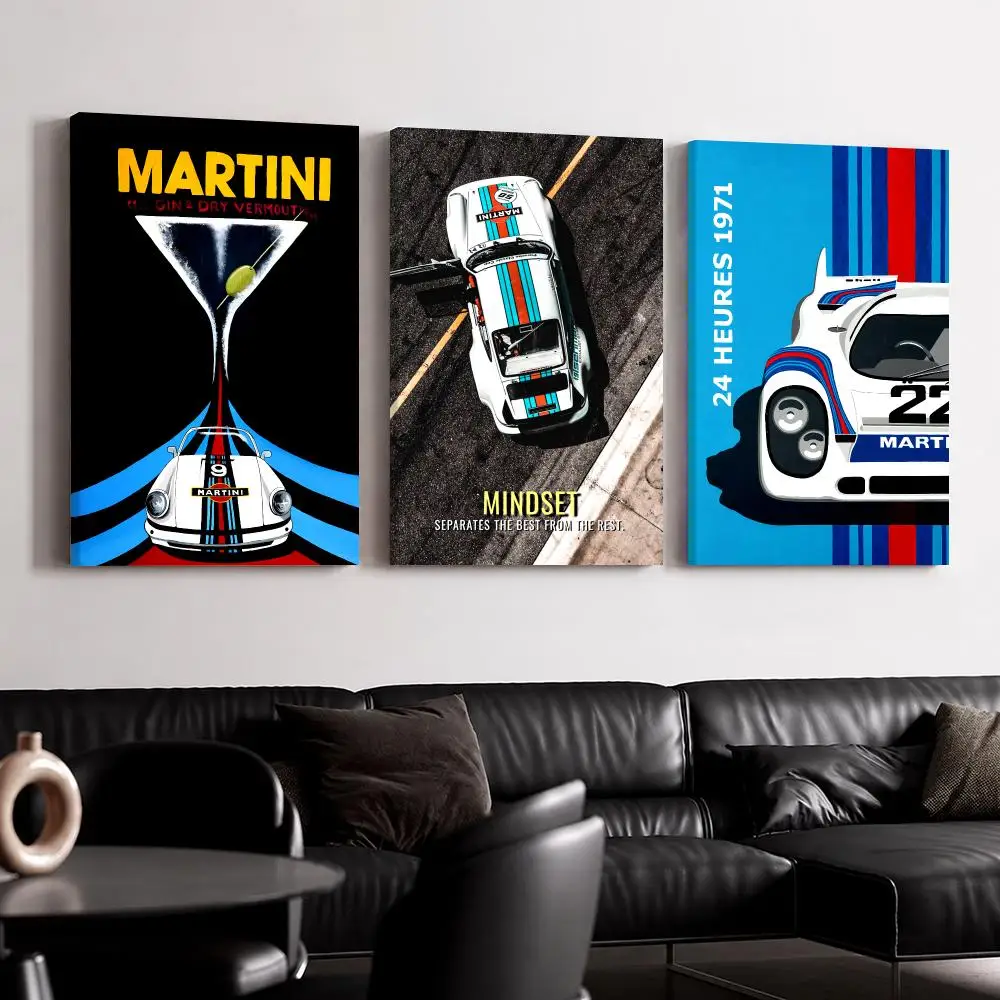 Cool Racing M-MartiniES Framed Wall Painting Canvas Poster Ready to Hang Wall Art for Bedroom Living Room Home Decor Gift
