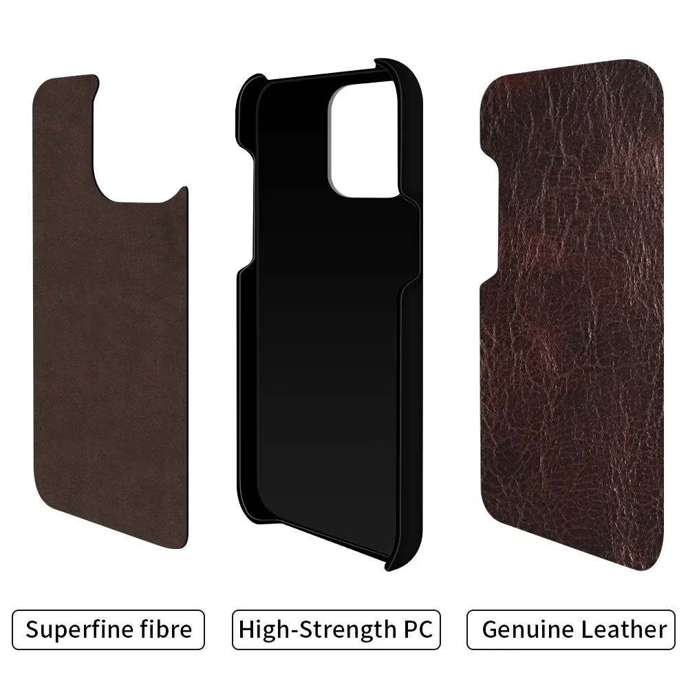 Business Genuine Leather Case for iPhone 15 Pro 14 13Pro Max 12 11 Magnetic Magsafe Premium Cowhide Phone Cover Coque