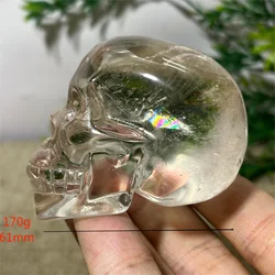 Crystal Natural Clear Quartz Rainbow Skulls Stone Carving Healing Quality Reiki Minerals Specimen Spiritual Home Decoration