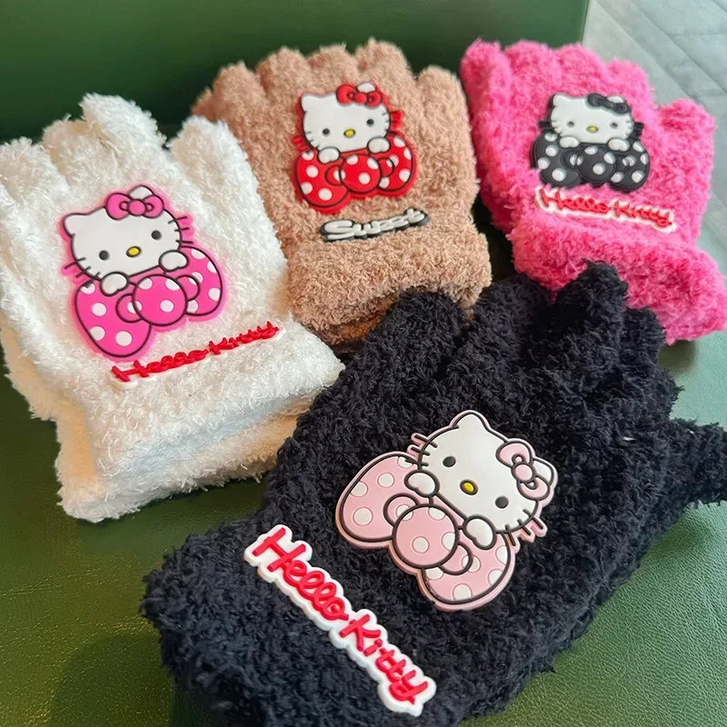 New Cartoon Sanrio Hellokitty Autumn/Winter Girls Windbreak Riding Winter Gloves Warm Cute Princess Student Gifts, Accessories