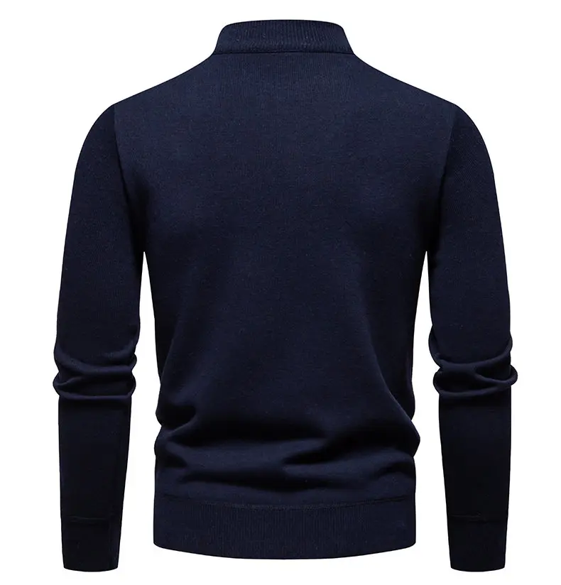 Herren-Fleece-Pullover mit halbem Reißverschluss und Stehkragen für Herbst und Winter, lässiges Jugendtrend-Strickoberteil, bequeme, vielseitige Kleidung – Detail 3