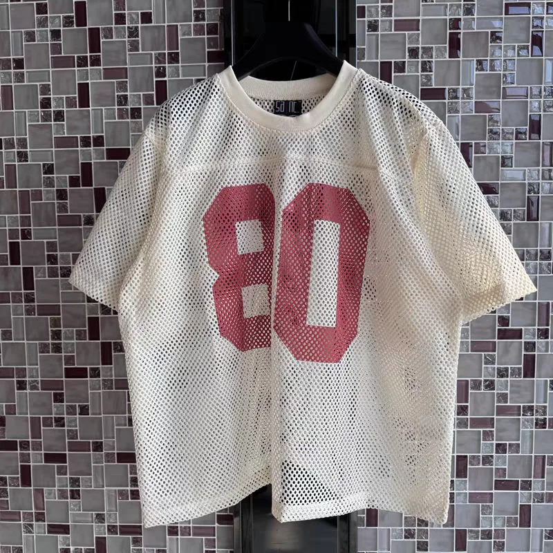 

Mesh SAINT Number 80 Patchwork T Shirt Men Women Best Quality Tee Tops Vintage T-Shirt