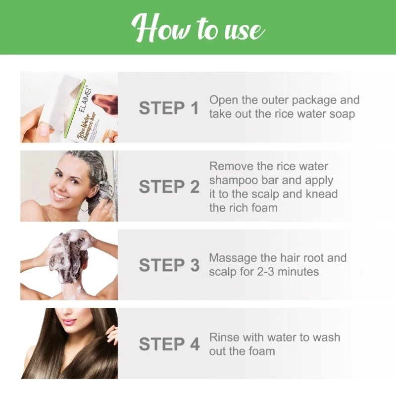 Barra champú agua arroz, jabón Natural para dividir en seco y dañado, promueve crecimiento, envío directo