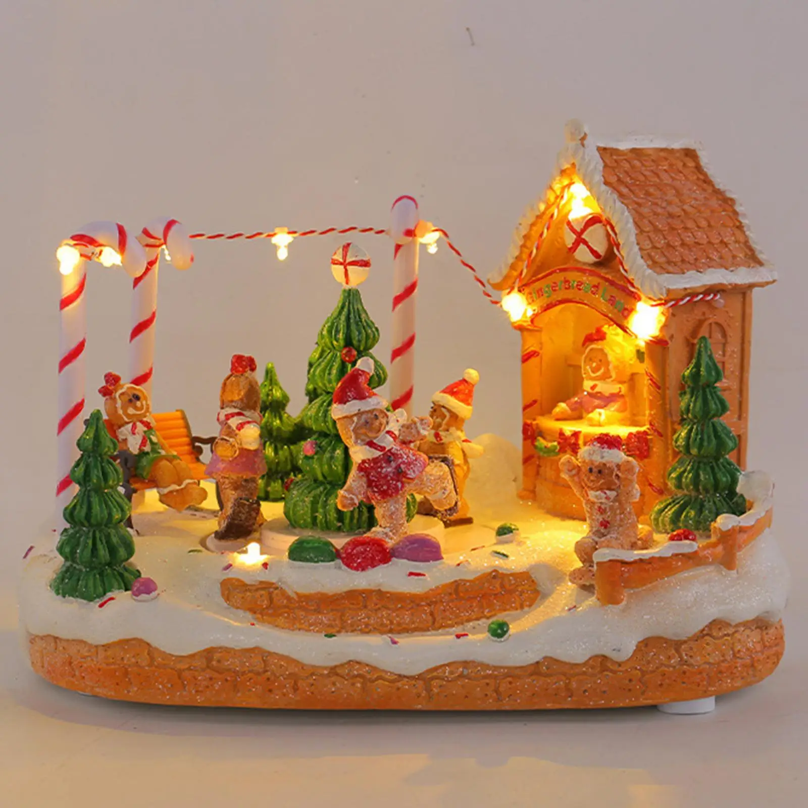 

Рождественская музыкальная шкатулка из смолы, креативное портативное украшение для рабочего стола с красочной световой музыкальной шкатулкой для книжной полки, фестиваля в помещении