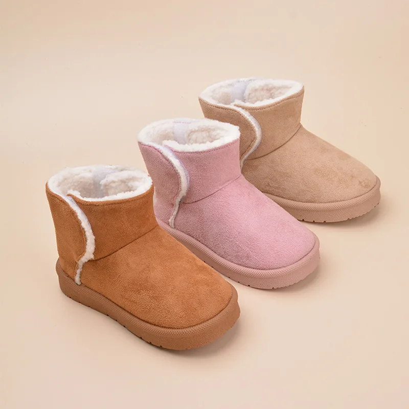 

Зимние бархатные пинетки классического кроя с оленем для мальчиков и девочек, теплые зимние ботинки на флисовой подкладке с короткими валами, прочные уличные детские ботинки