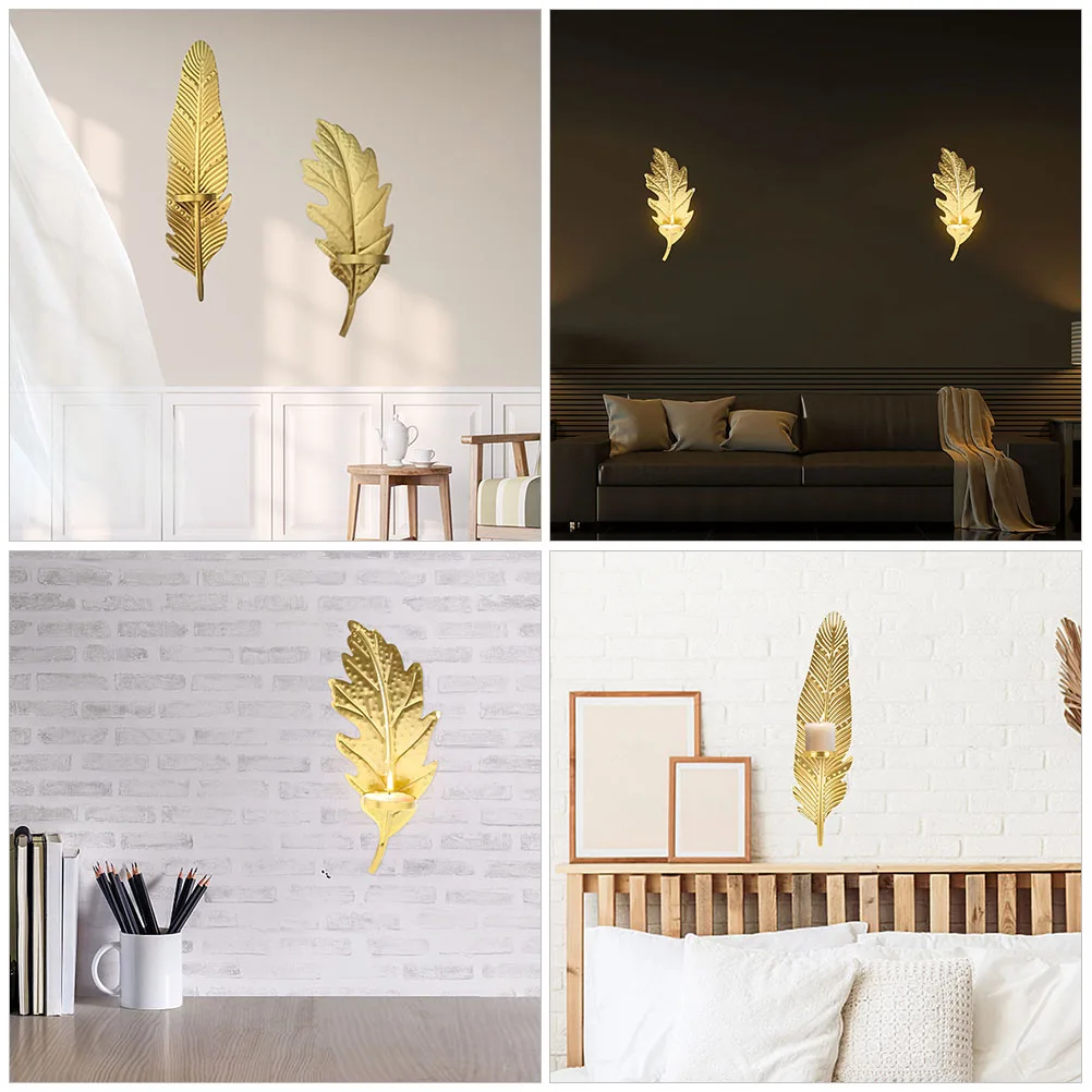 

Metal Leaf Pendant Living Room Decor Design Candlestick Holders Unique Candleholder Home Decorative Stand Wall