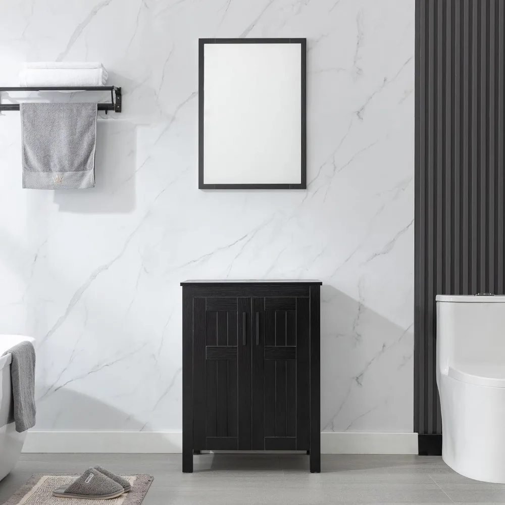 خزانة حمام حديثة قائمة بذاتها مع خطوط مستقيمة، مجموعة 24 حوض، تصميم معاصر بدون حوض B50