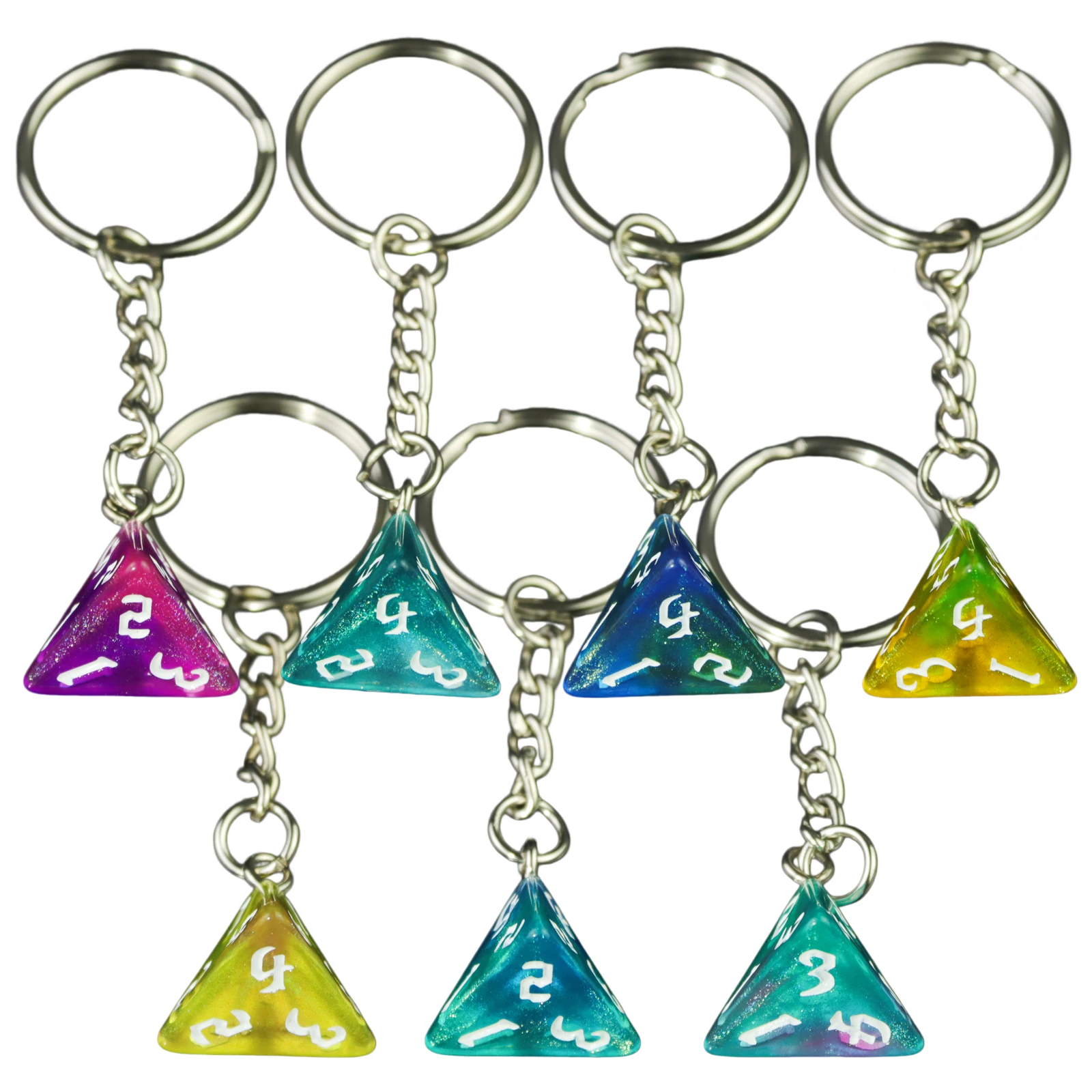 Dice Ornament Keychain Colorful Polyhedral Dice Keyring for Fans of Strategy Games, 1pc