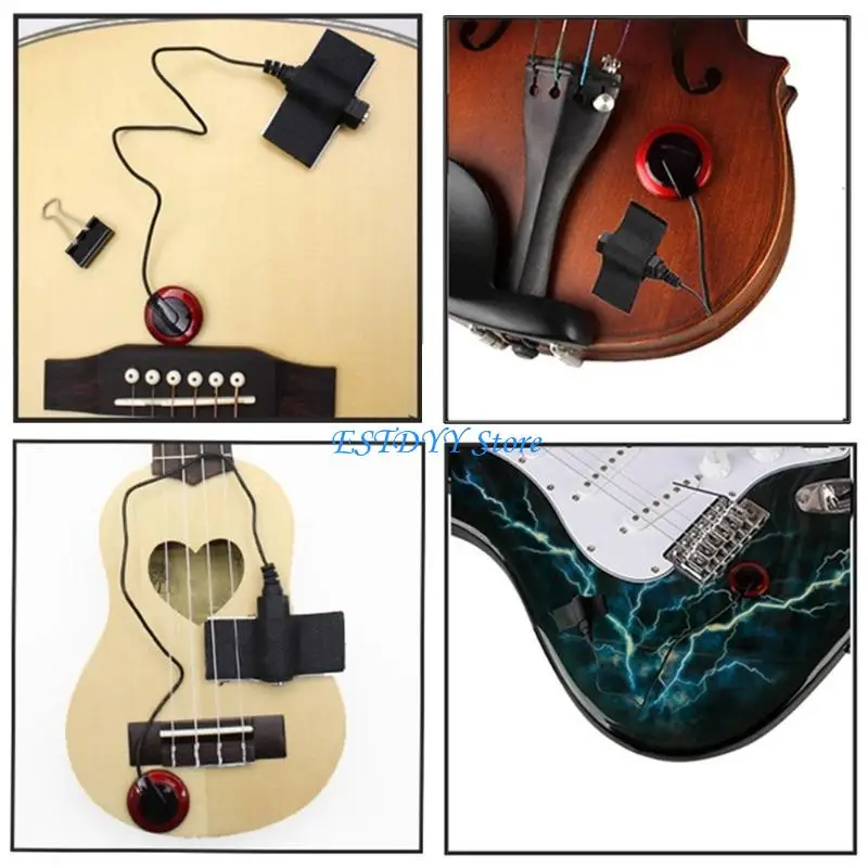 

G6DE Guitar Bass Ukulele Instruments Microphone Pickup Transducer with 6.35mm Jacks