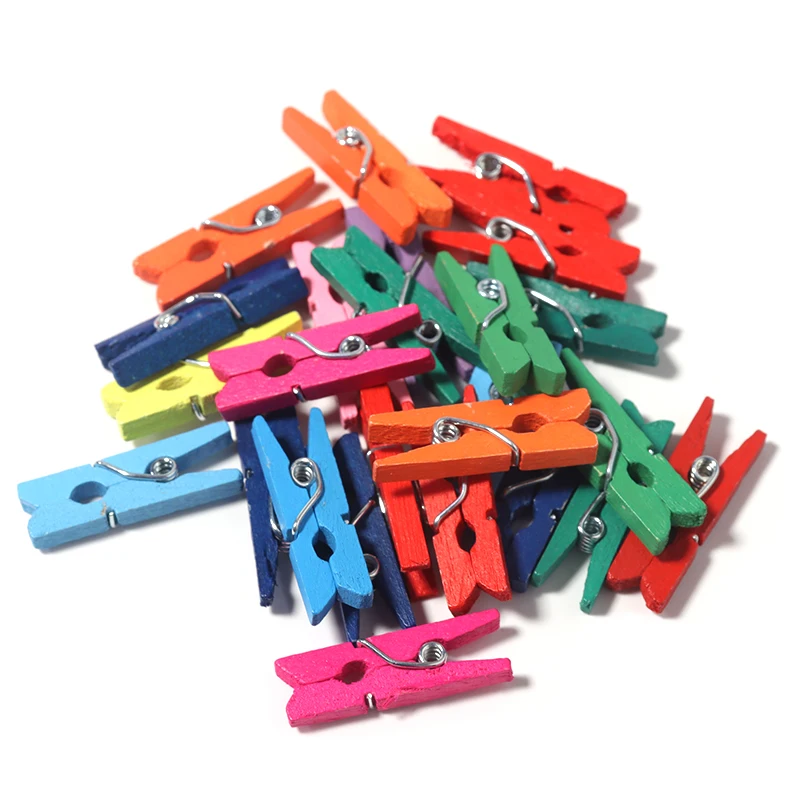 50pcs Mini Wooden Clothespins Laundry Photo Paper Peg Clip Memo Pegs Craft Scrapbooking Decor Suspender Clip 26x8mm