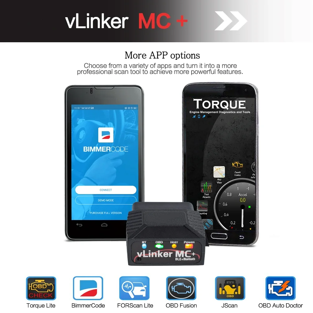 VLinker MC+4.0 Automotive Fault Diagnosis Instrument Code Reader Car Diagnosis Machine Scanner Instrument Supports Android 12V