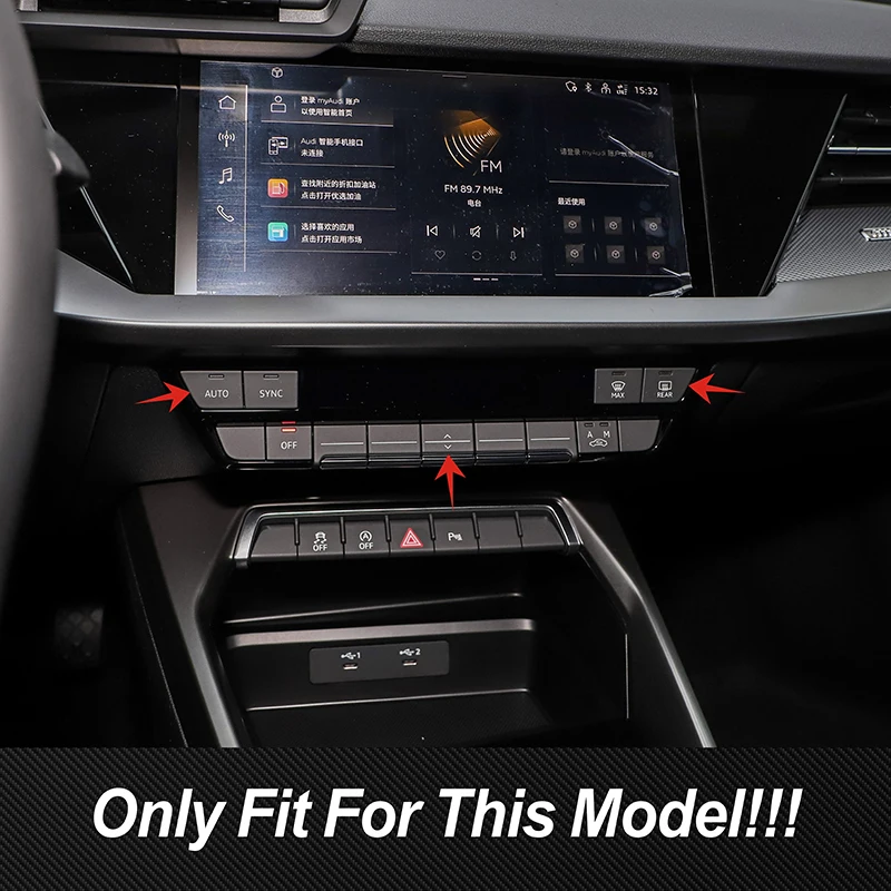 Aluminium Alloy Stickers Car Center Console Air Conditioning Outlet Button Sequins Trim For Audi A3 2021 Interior Accessories
