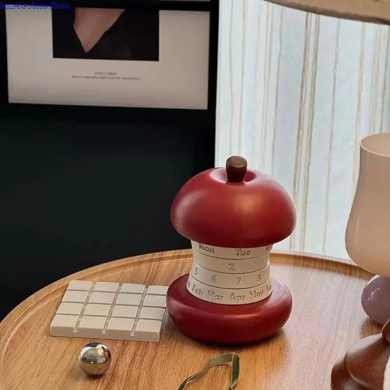 

D0UA Apple Rotating Calendar Desktop Decor Timeless Calendar Office Home Gift