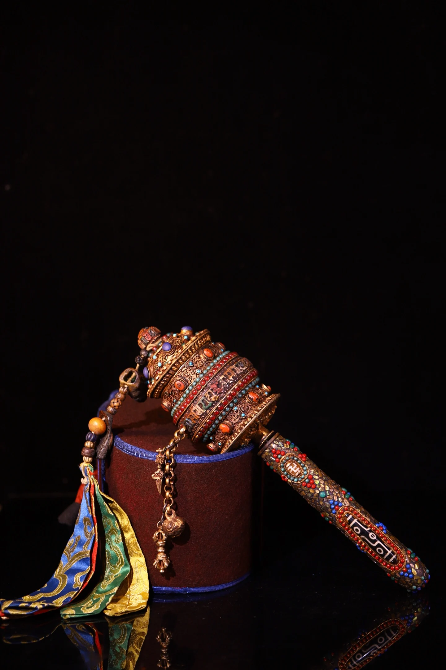 Folk Old Yak Bone Mosaic Gem gZi Beads Turquoise Six Character Mantra Turning Wheel Old scriptures Buddha Wheel Anamnesis