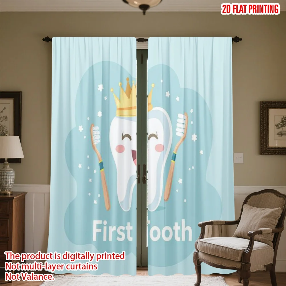 

2D flat printing 2pcs Party Curtain Tooth Fairy Celebration Digital Printed Polyester Drapes All Season Party & Holiday Decor