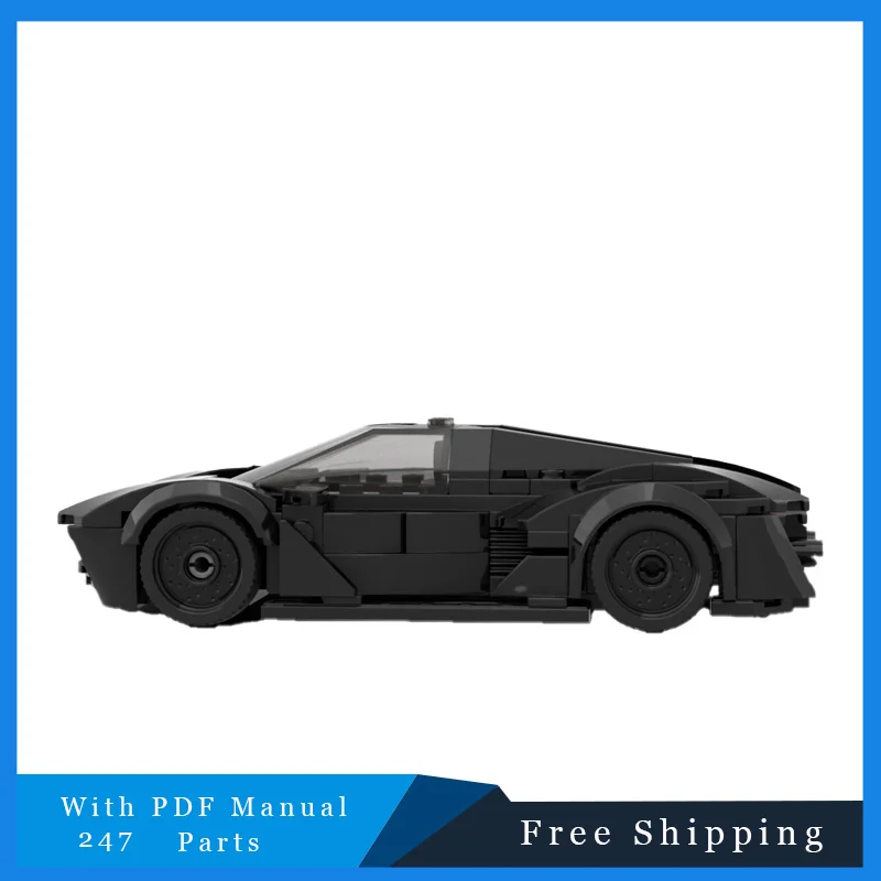 247 PCS MOC Building Blocks Technical Luxury Black Supercar Model Creative Education DIY Assembly Toys Set Kids Christmas Gifts