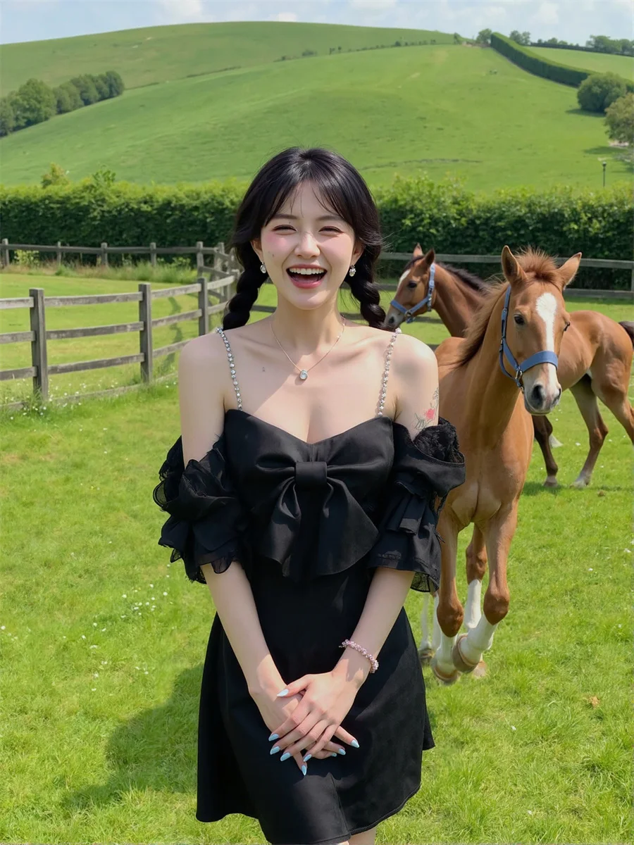 여성용 드레스 데이 파티 섹시 A라인 퍼프 소매 브이넥 보헤미안 한국 유럽 미국 중국 일본 프랑스 민족풍