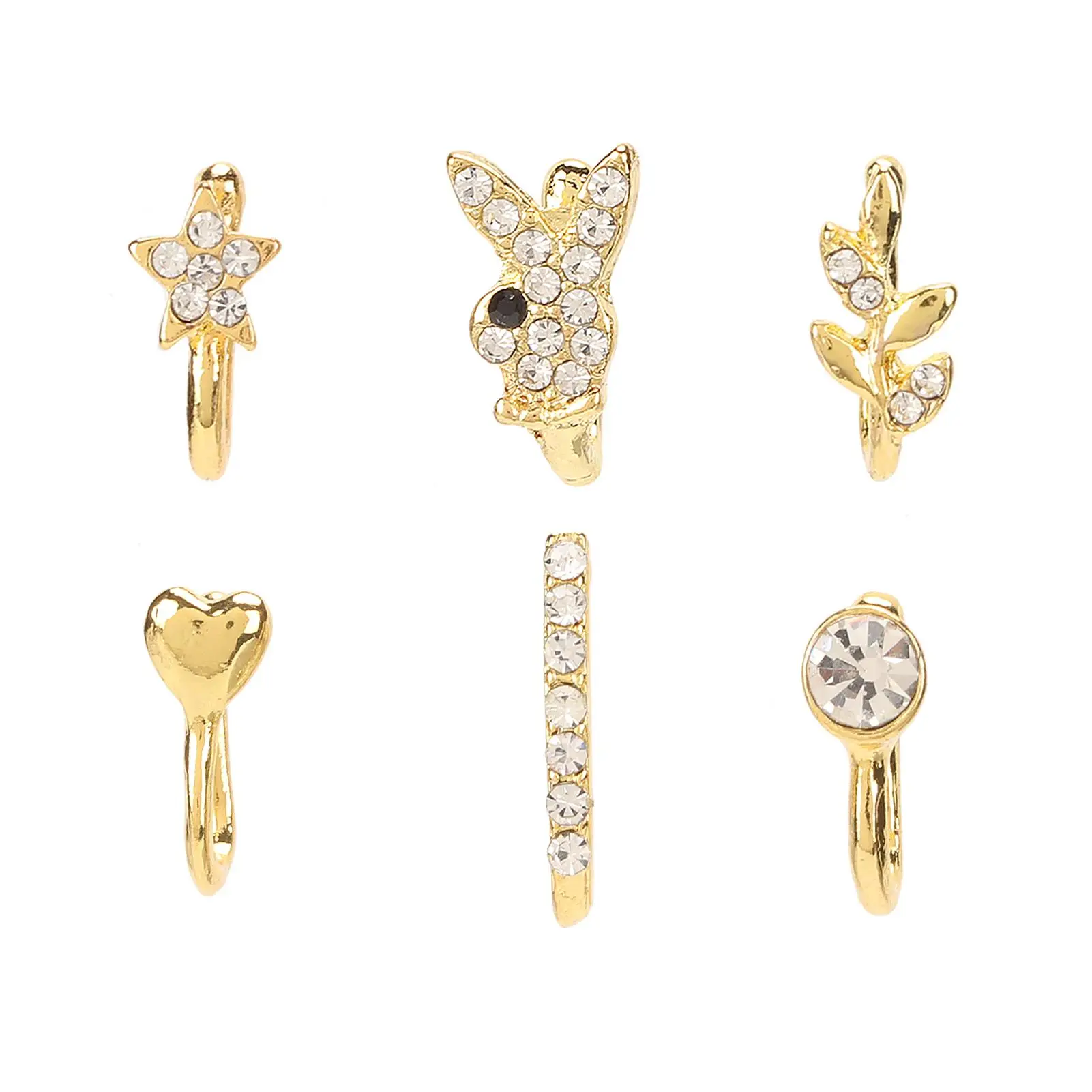 مشبك لا يسبب الحساسية غير مؤلم على مجوهرات طوق الأنف المزيفة للحفلات والمهرجانات