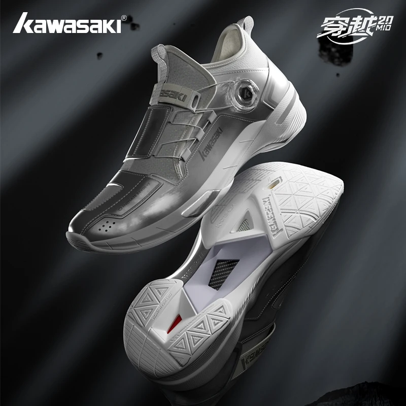 Kawasaki CROSS SPACE MID 2.0 Badminton Shoes Upgraded Shock-absorbing Auto Knob Professional Sport Shoes Men 2024 New