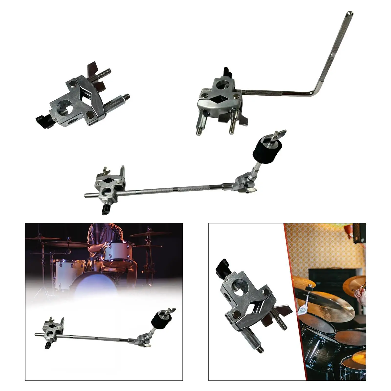 Drum Cymbal Extension Clamp Cymbal Mount Accessories Metal Beginners Practice Drum Cymbal Holder Cowbell Mounting Bracket