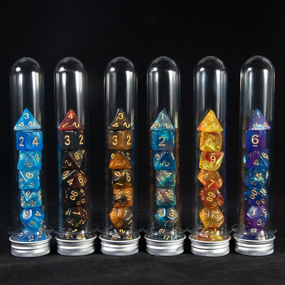 New Galaxy Dice 7pcs/Set with Fantasy Potion Flask Funny Set for DND Dragons Game Board Game