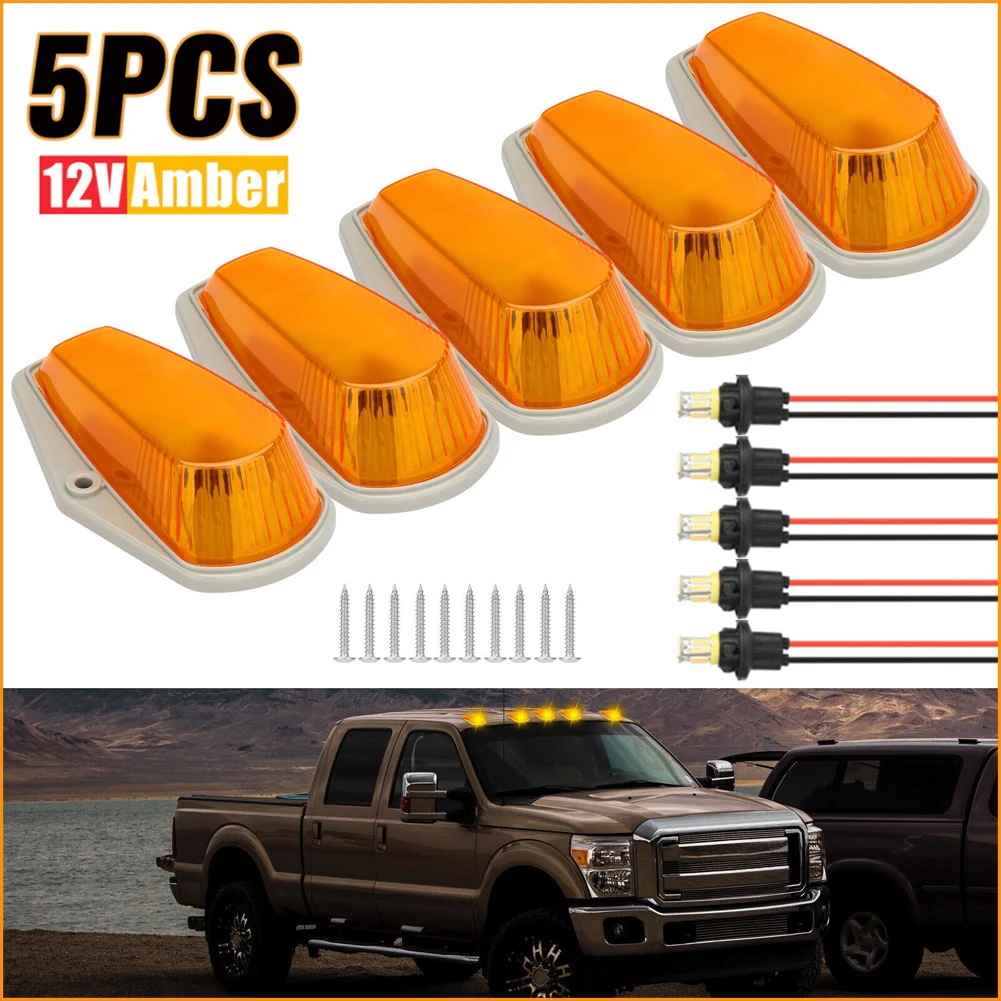 

5Pcs For FORD F150 F250 F350 1980-1997 Roof Top Cab Lights Amber LED Marker Lamp 12V